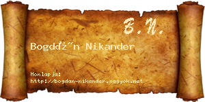 Bogdán Nikander névjegykártya